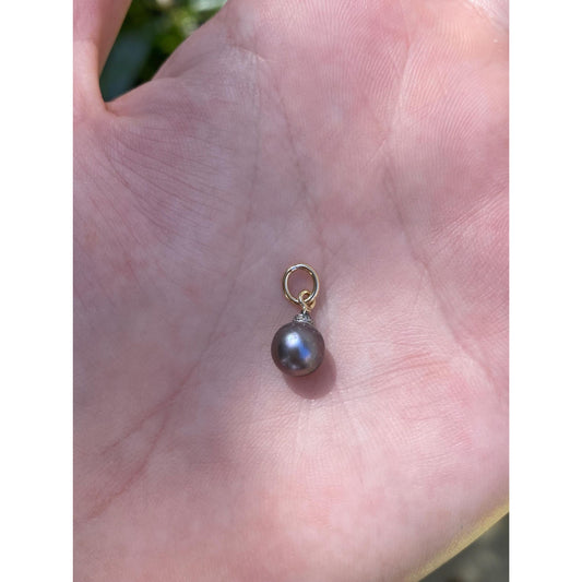 Vintage Solid 14k Yellow Gold Peacock Pearl Charm