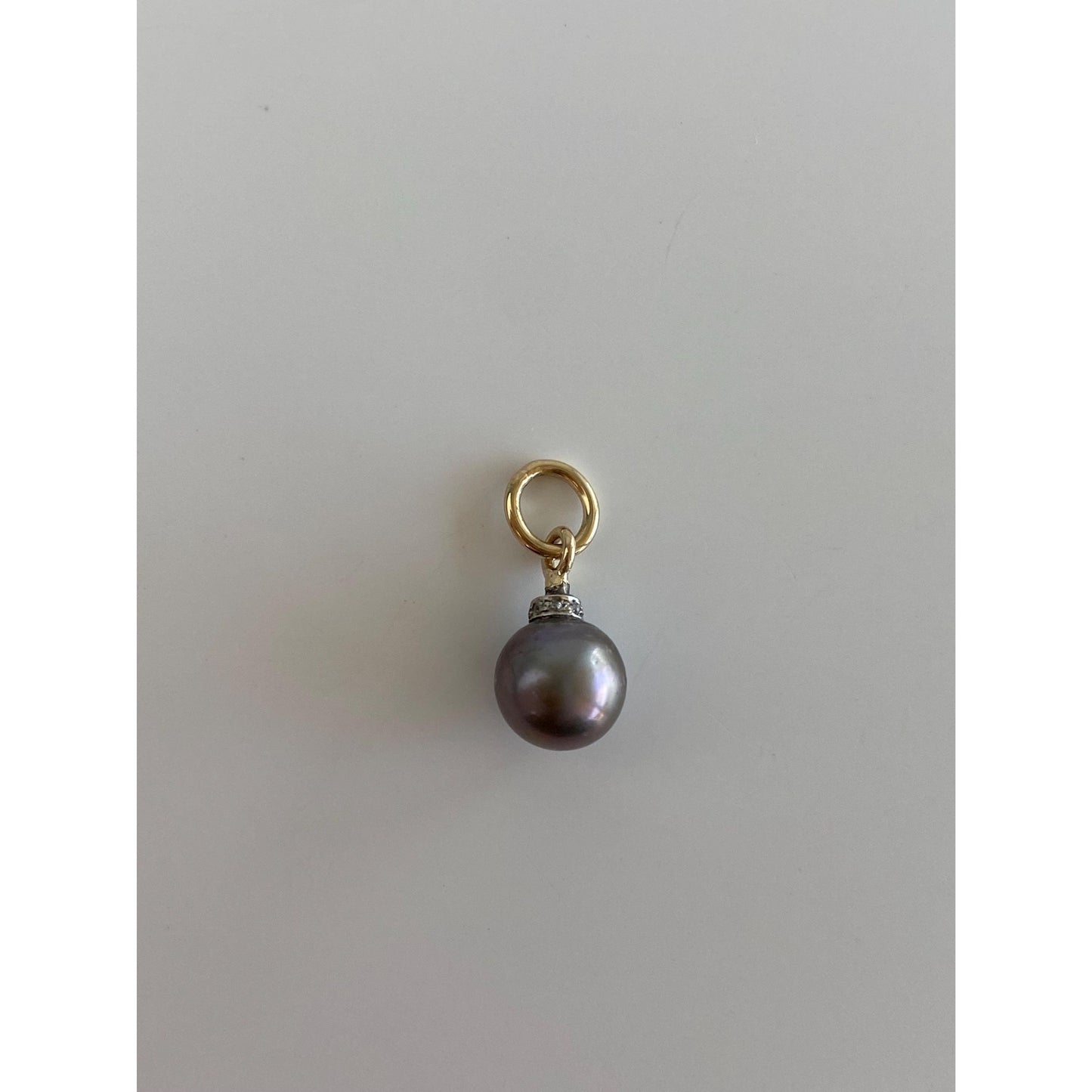 Vintage Solid 14k Yellow Gold Peacock Pearl Charm