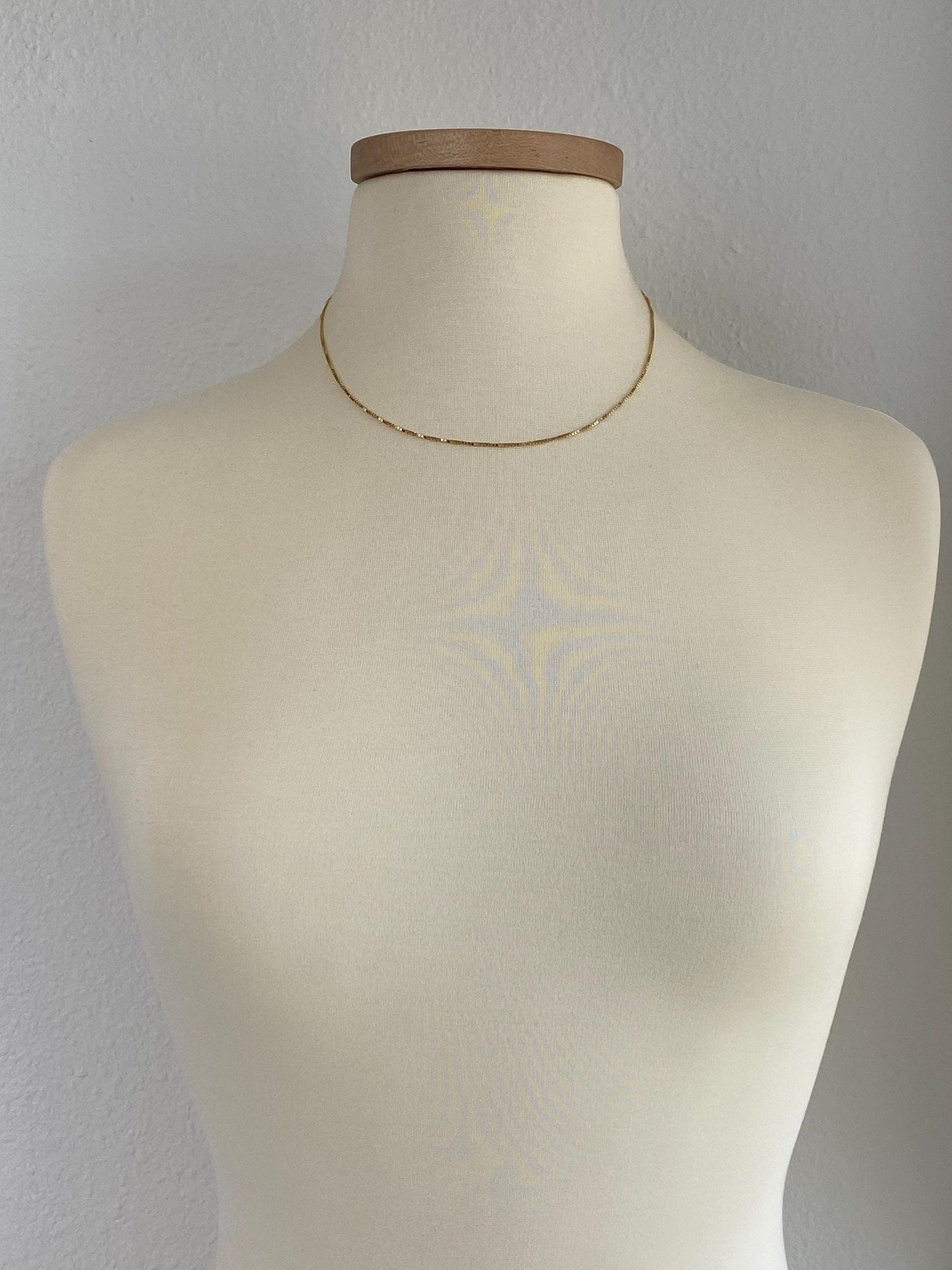 Vintage Solid 14k Yellow Gold Box Chain Necklace - 18 inches