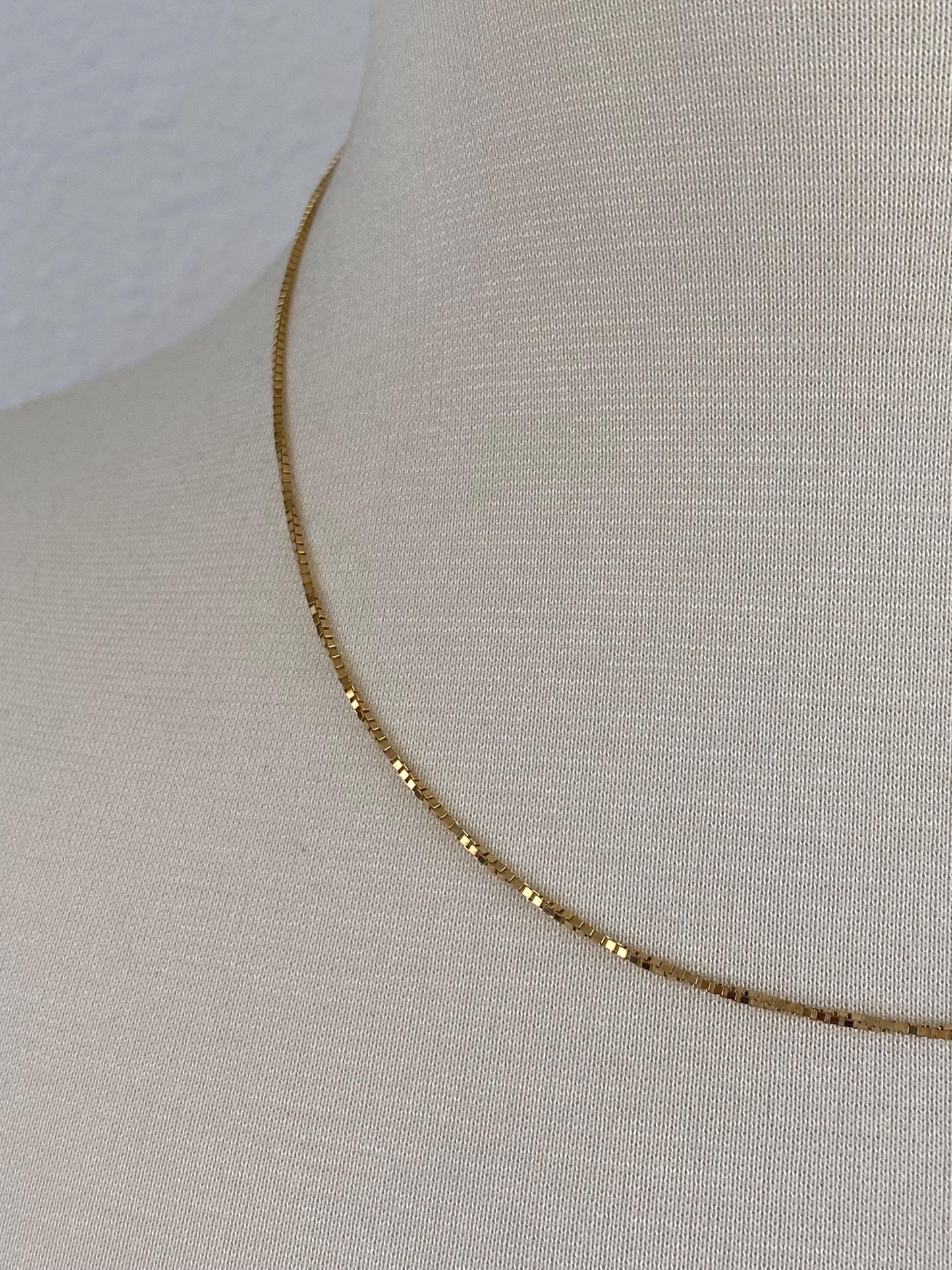 Vintage Solid 14k Yellow Gold Box Chain Necklace - 18 inches