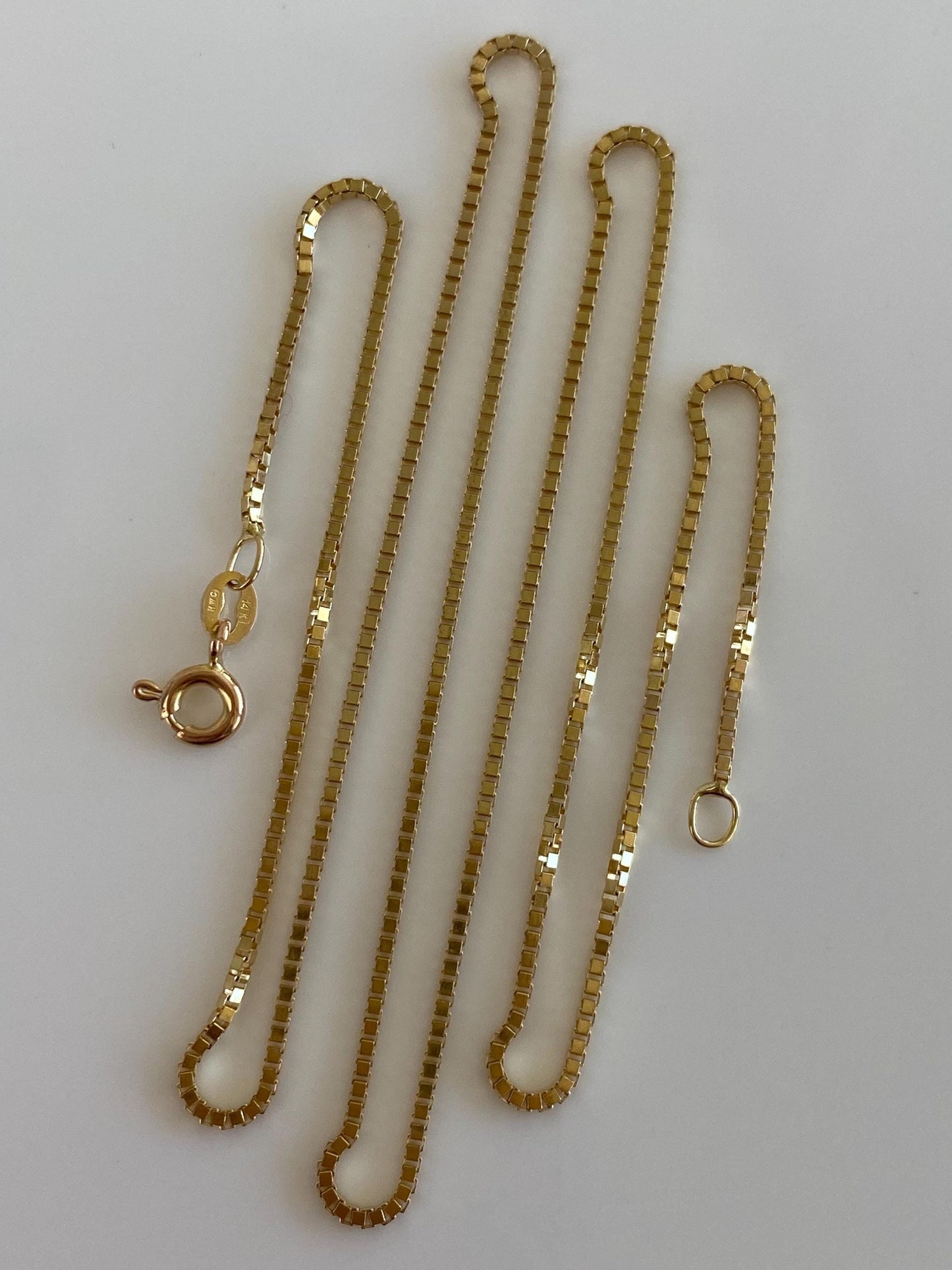 Vintage Solid 14k Yellow Gold Box Chain Necklace - 18 inches