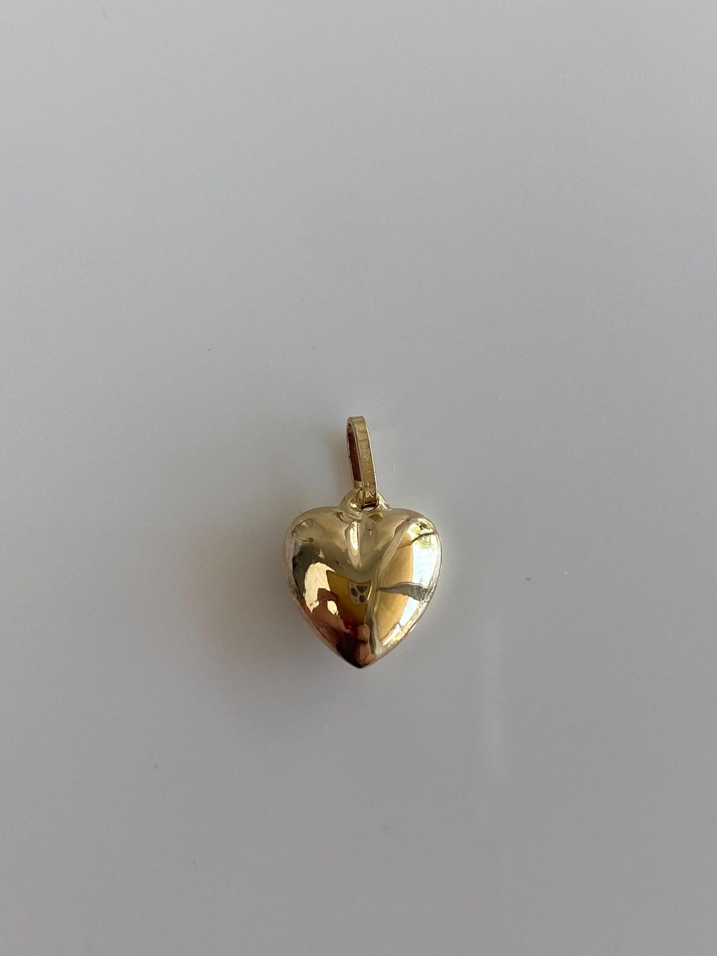 Vintage 14k Yellow Gold Diamond Cut Puffy Heart Charm