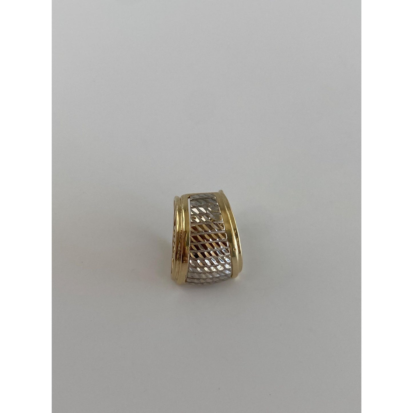 Vintage Solid 14k White & Yellow Gold Diamond Cut Slide Charm