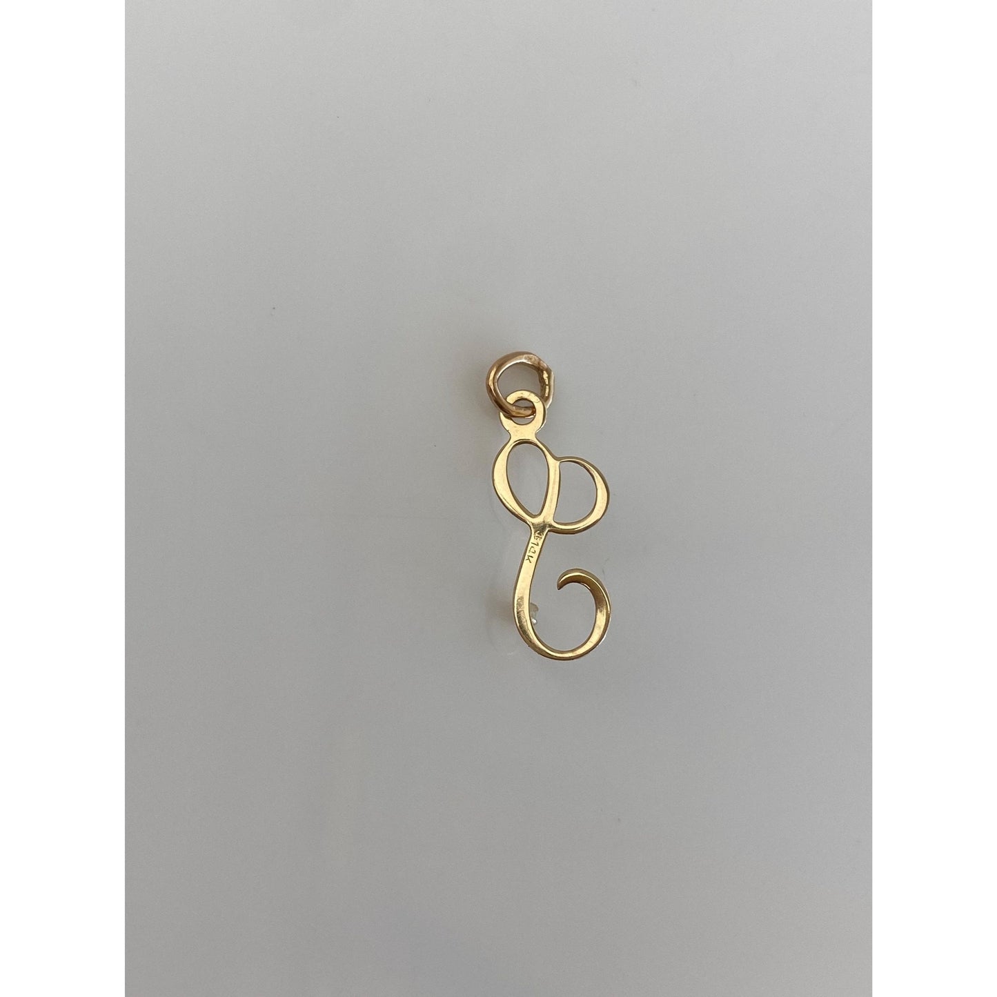 Solid 14k Yellow Gold Clear Sapphire Initial Charm