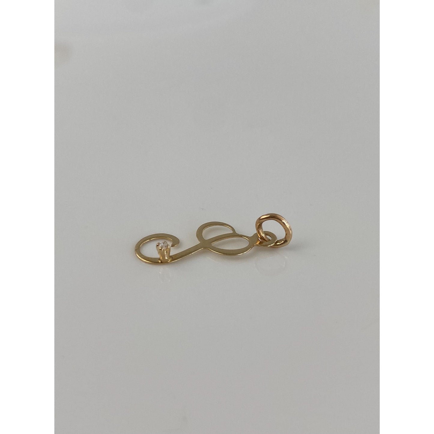 Solid 14k Yellow Gold Clear Sapphire Initial Charm