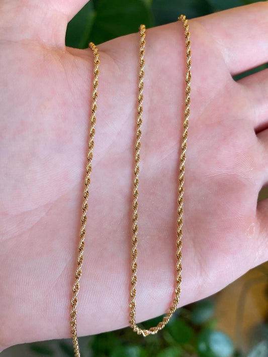 Vintage Solid 14k Yellow Gold Rope Chain Necklace - 21 inches