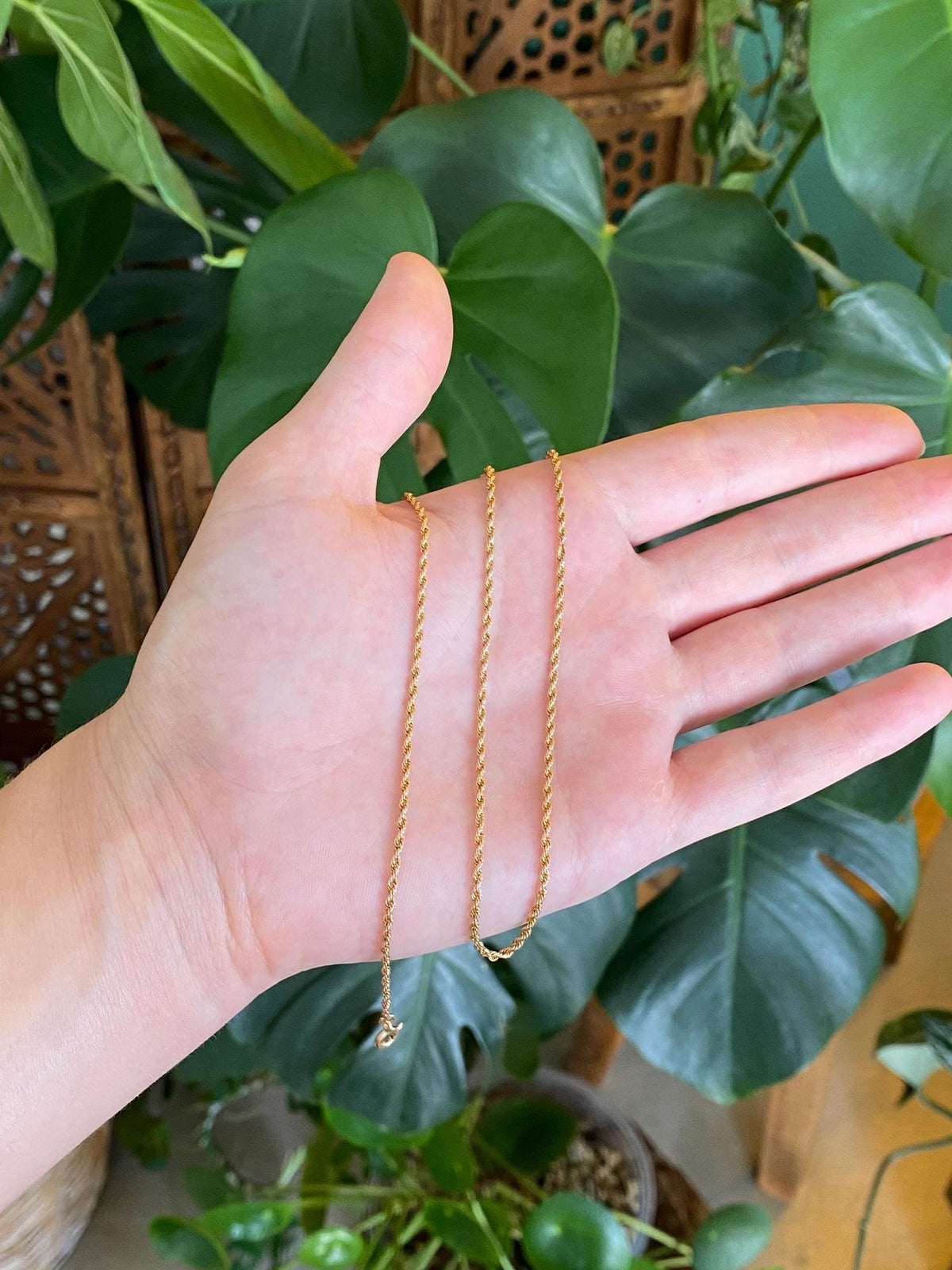 Vintage Solid 14k Yellow Gold Rope Chain Necklace - 21 inches