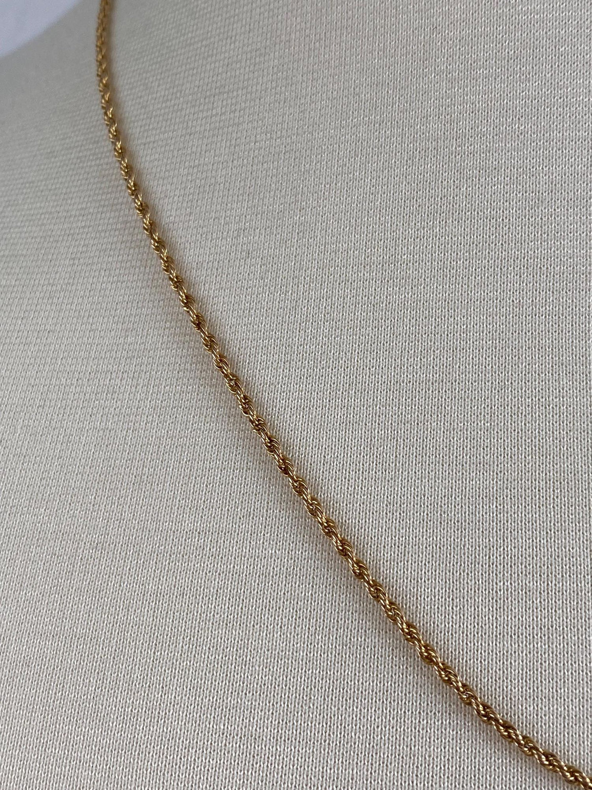 Vintage Solid 14k Yellow Gold Rope Chain Necklace - 21 inches