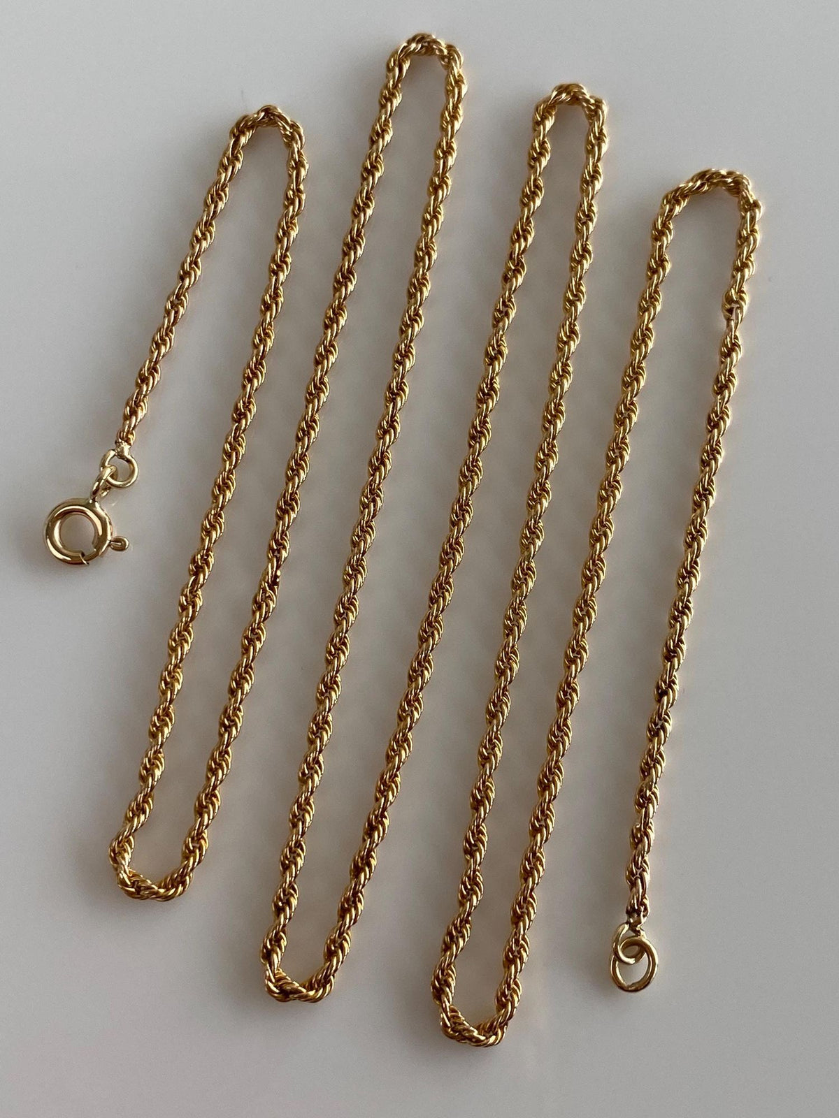 Vintage Solid 14k Yellow Gold Rope Chain Necklace - 21 inches