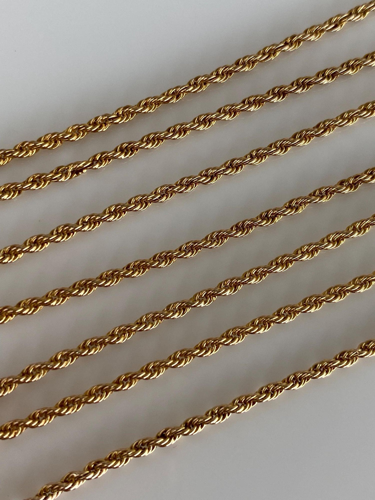 Vintage Solid 14k Yellow Gold Rope Chain Necklace - 21 inches