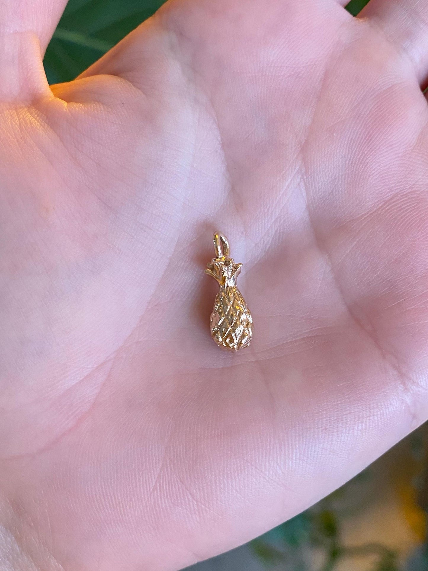 Vintage Solid 14k Rosey Gold Pineapple Charm