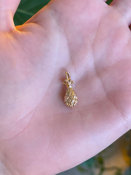 Vintage Solid 14k Rosey Gold Pineapple Charm