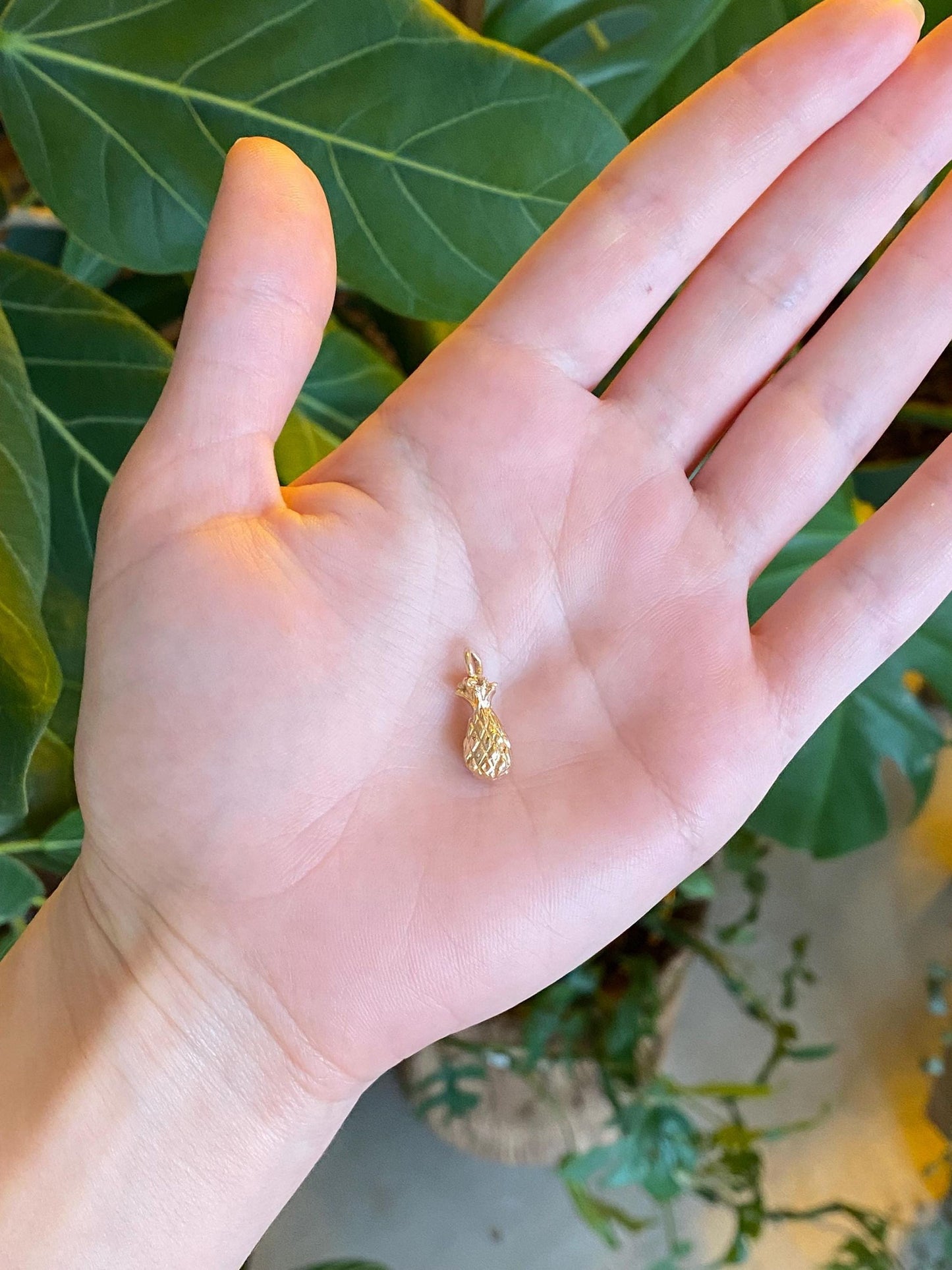 Vintage Solid 14k Rosey Gold Pineapple Charm