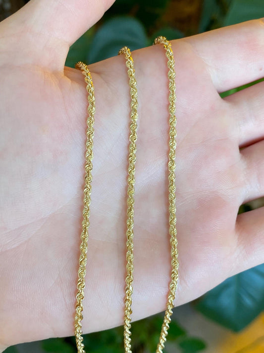 Vintage Solid 14k Yellow Gold Rope Chain Necklace - 24 inches