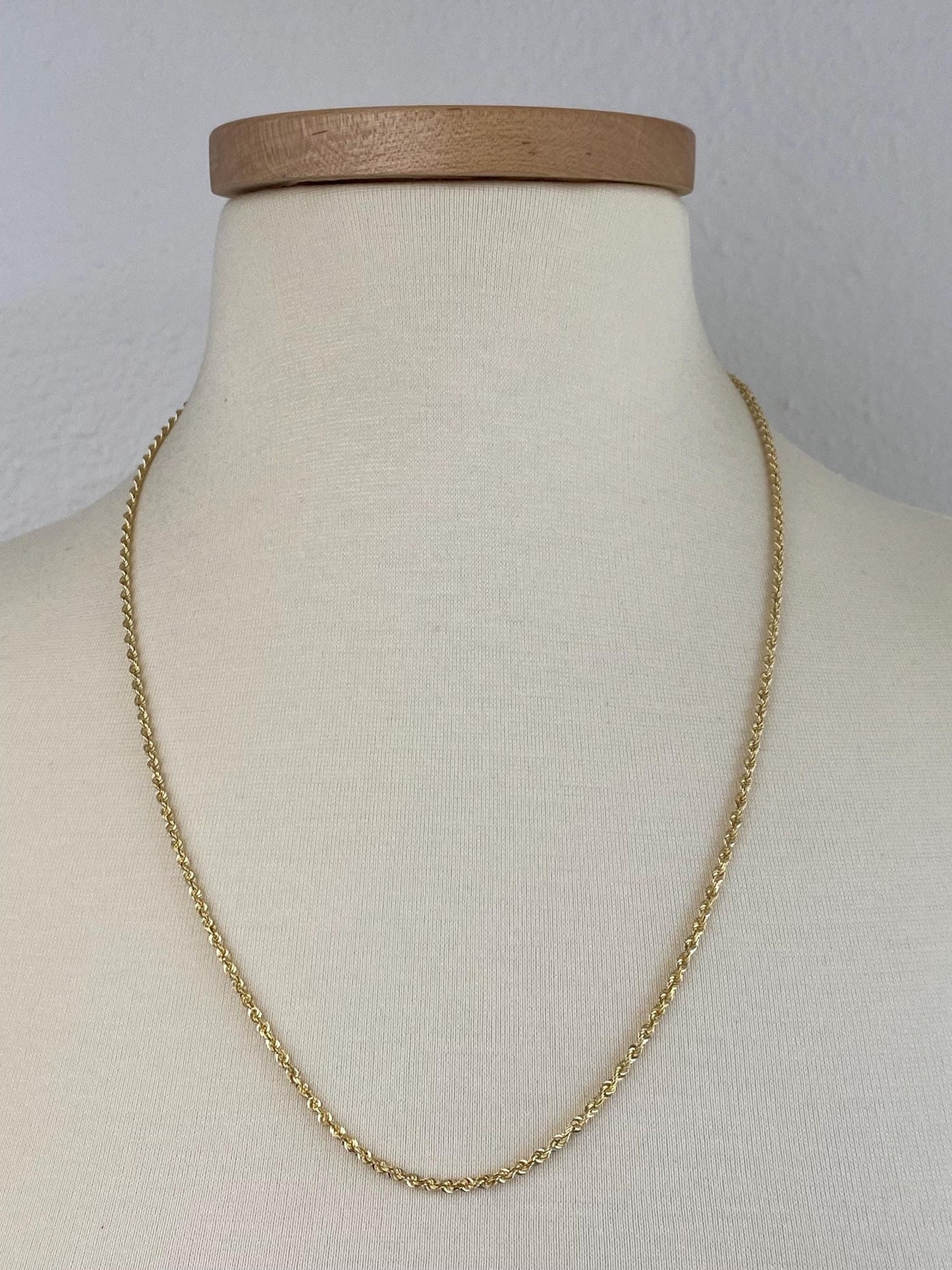 Vintage Solid 14k Yellow Gold Rope Chain Necklace - 24 inches