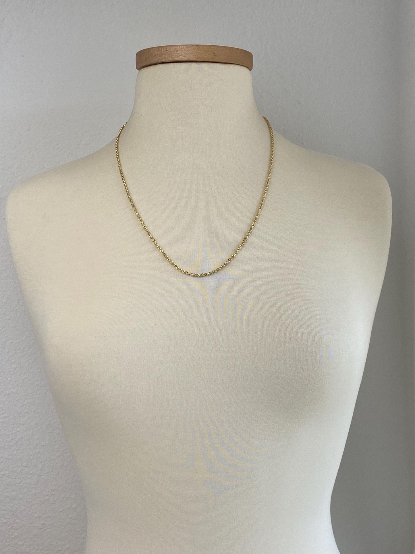 Vintage Solid 14k Yellow Gold Rope Chain Necklace - 24 inches