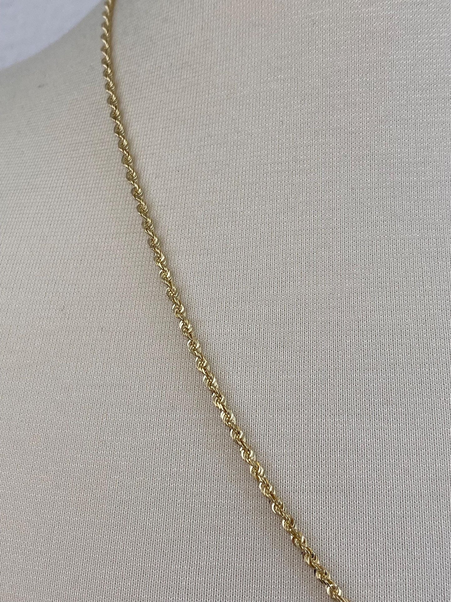 Vintage Solid 14k Yellow Gold Rope Chain Necklace - 24 inches