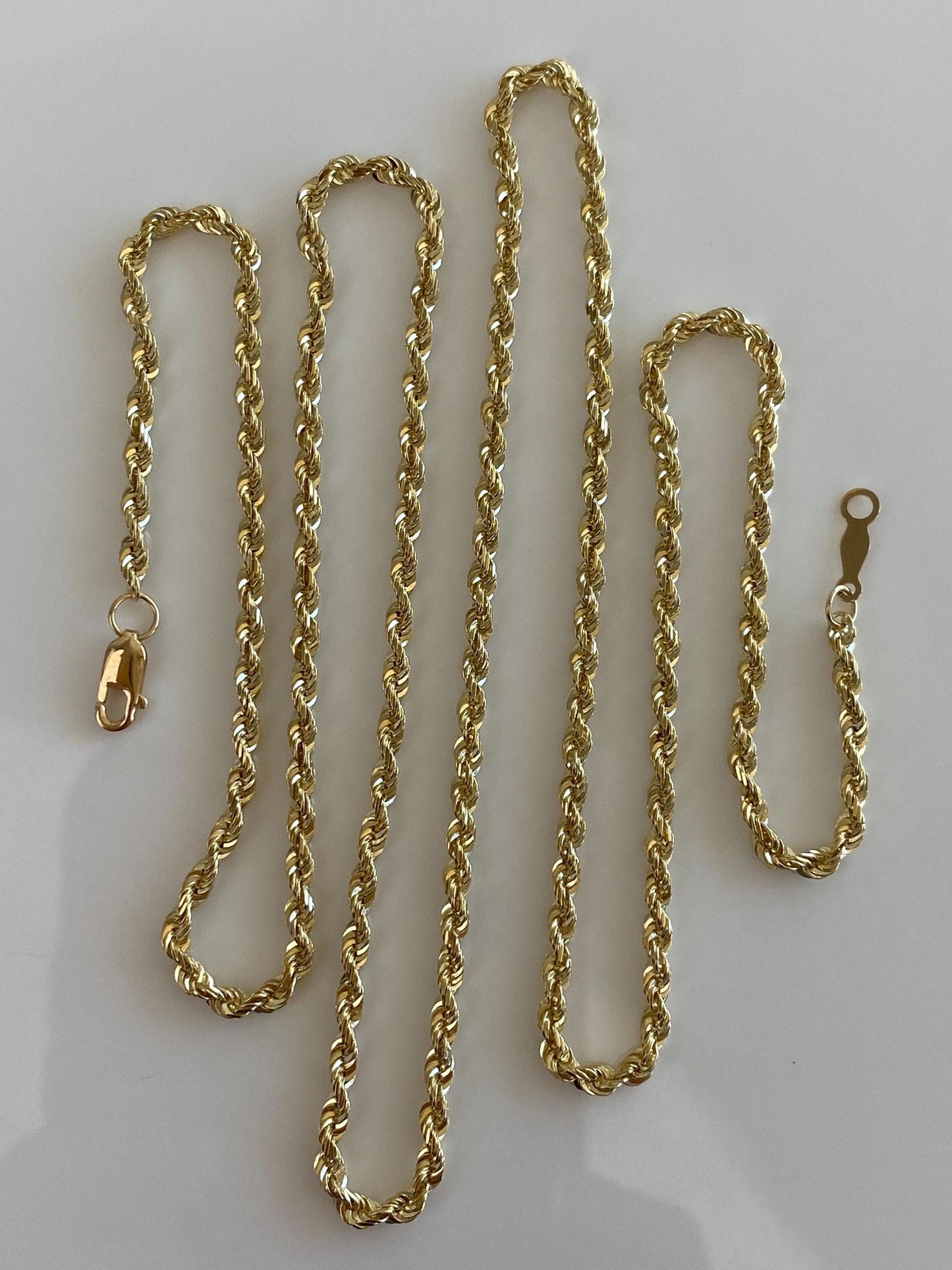 Vintage Solid 14k Yellow Gold Rope Chain Necklace - 24 inches