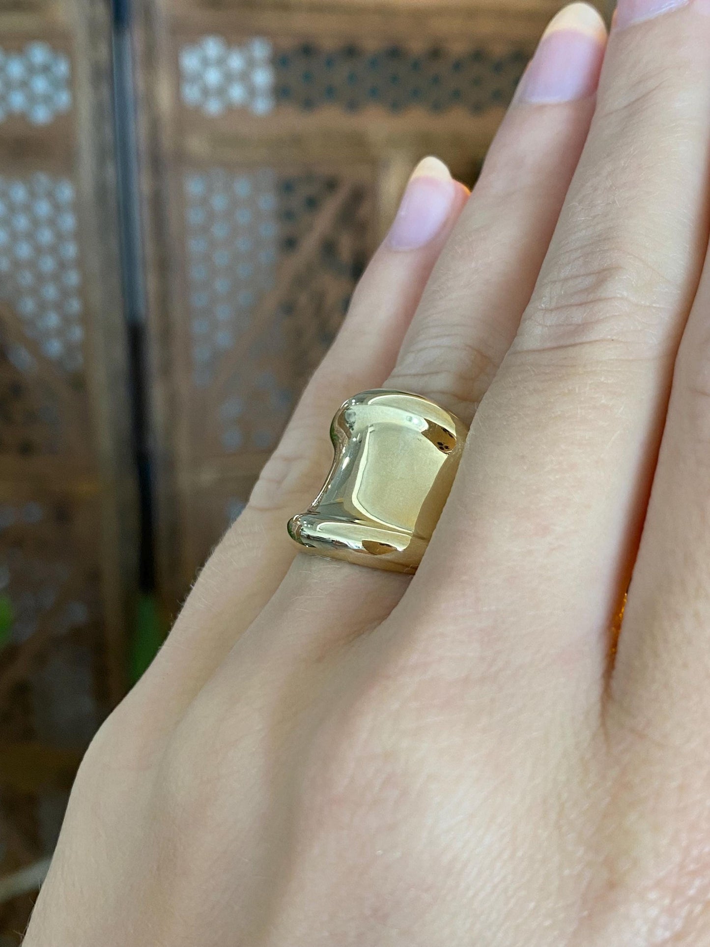 Vintage Solid 14k Yellow Gold Anticlastic Domed Ring - Size 5.75