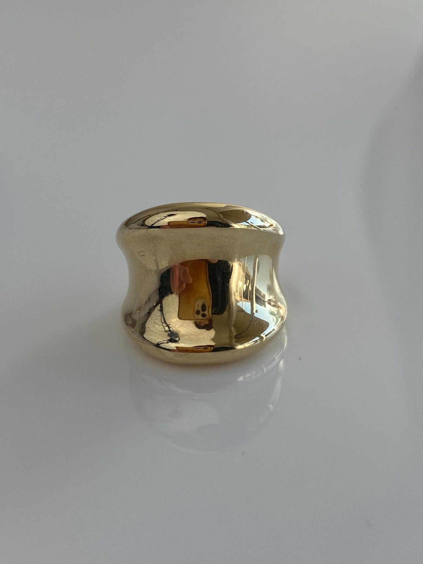 Vintage Solid 14k Yellow Gold Anticlastic Domed Ring - Size 5.75