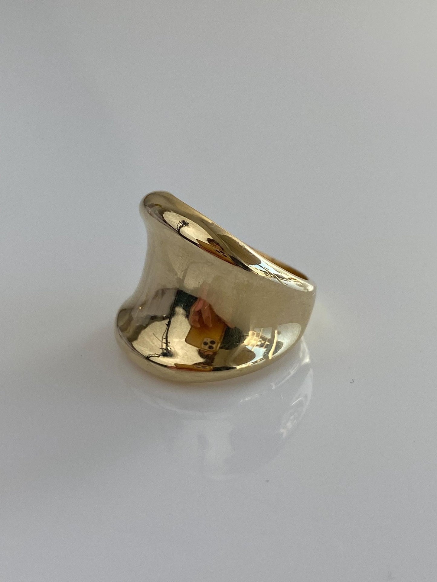 Vintage Solid 14k Yellow Gold Anticlastic Domed Ring - Size 5.75
