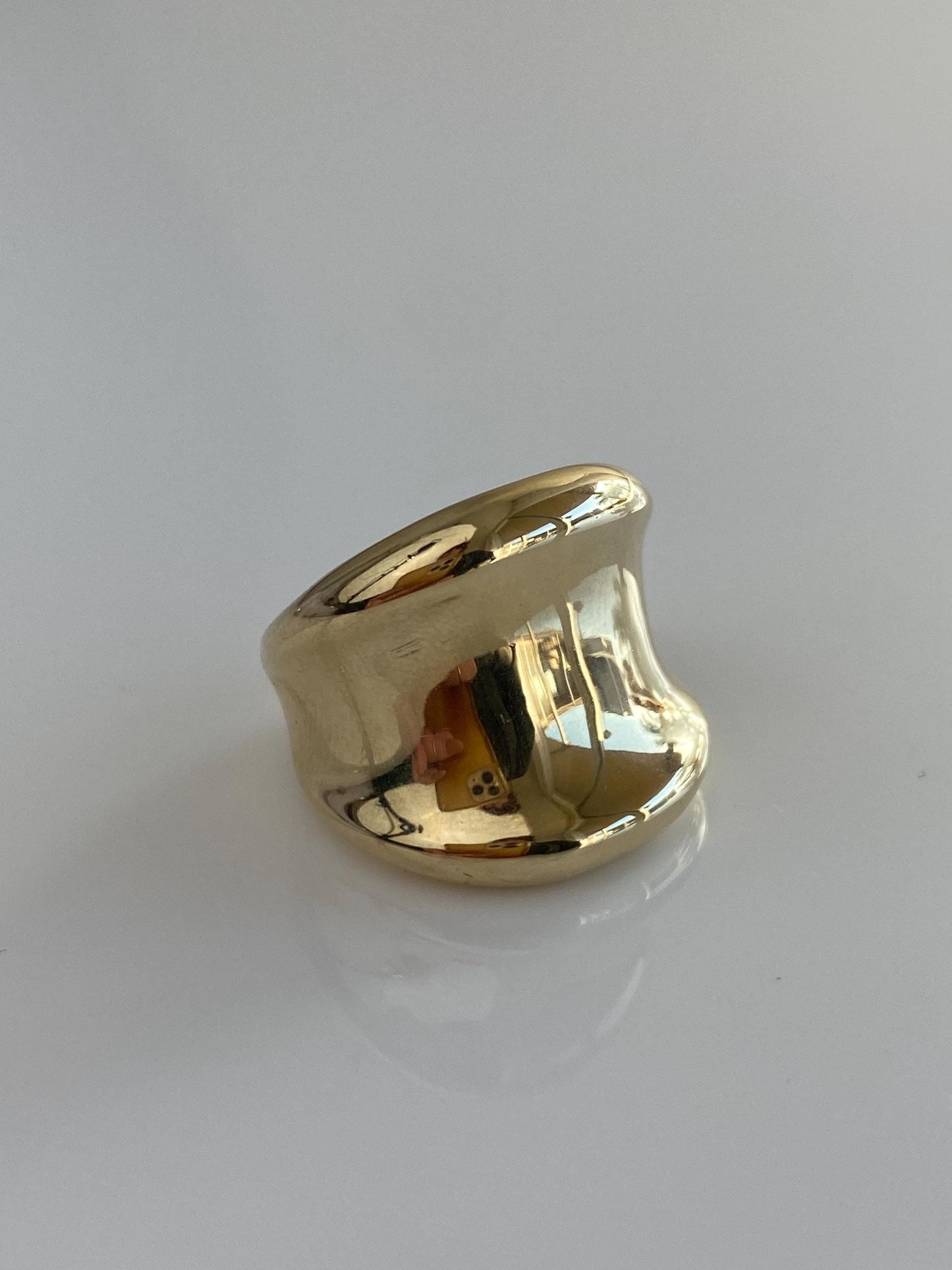 Vintage Solid 14k Yellow Gold Anticlastic Domed Ring - Size 5.75