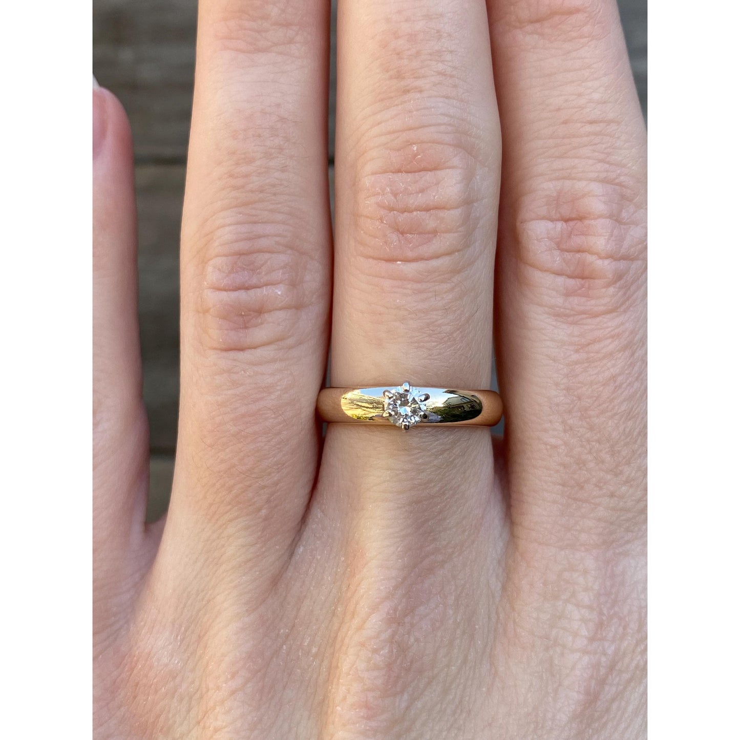 Vintage Solid 14k Yellow Gold Diamond Engagement Ring - Size 6.5-6.75