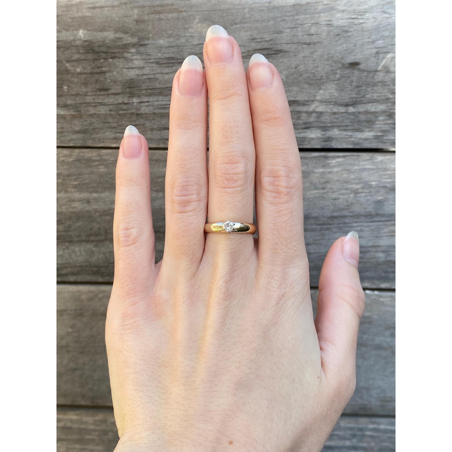 Vintage Solid 14k Yellow Gold Diamond Engagement Ring - Size 6.5-6.75