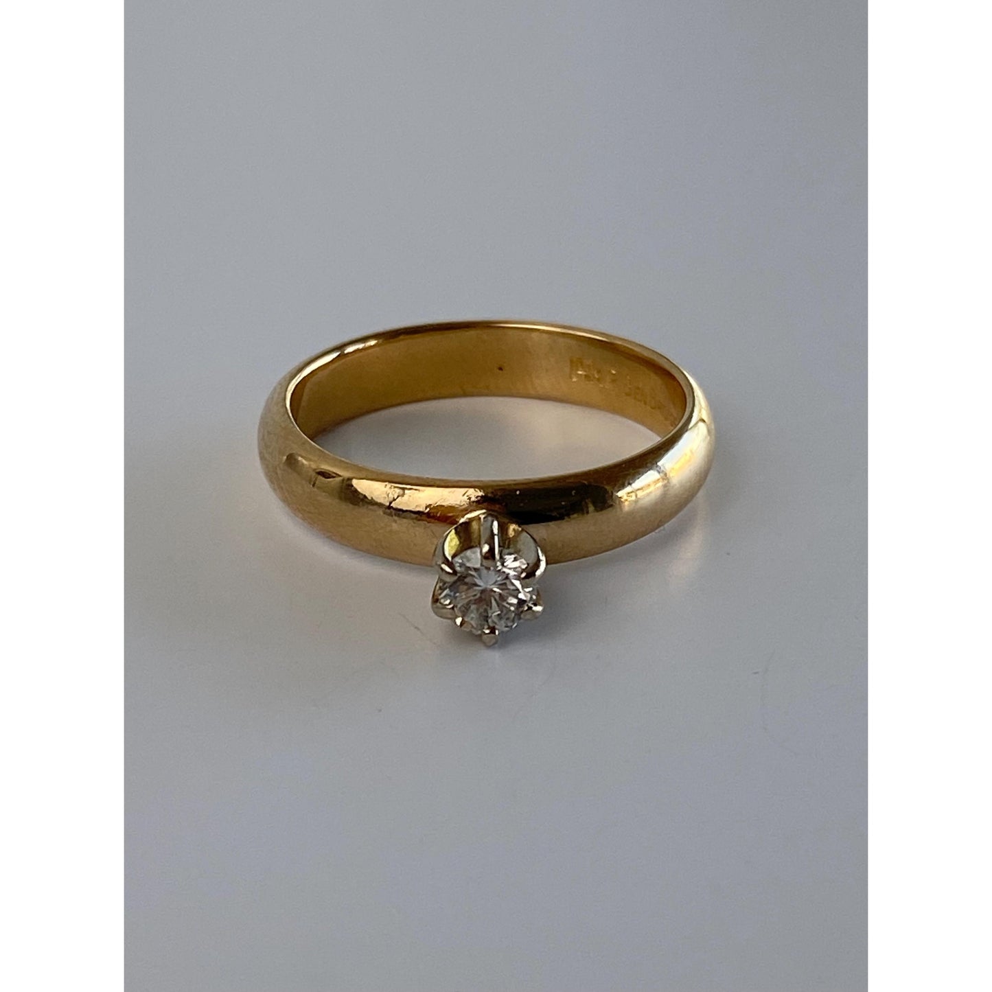 Vintage Solid 14k Yellow Gold Diamond Engagement Ring - Size 6.5-6.75