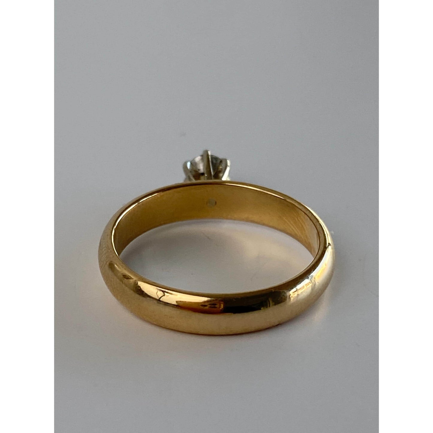 Vintage Solid 14k Yellow Gold Diamond Engagement Ring - Size 6.5-6.75