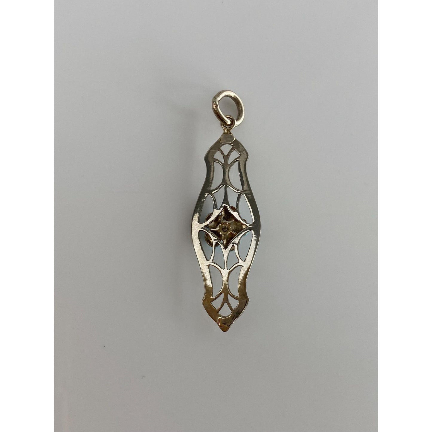 Vintage Solid 10k White Gold Blue Enamel Flower Bar Pin Conversion Charm