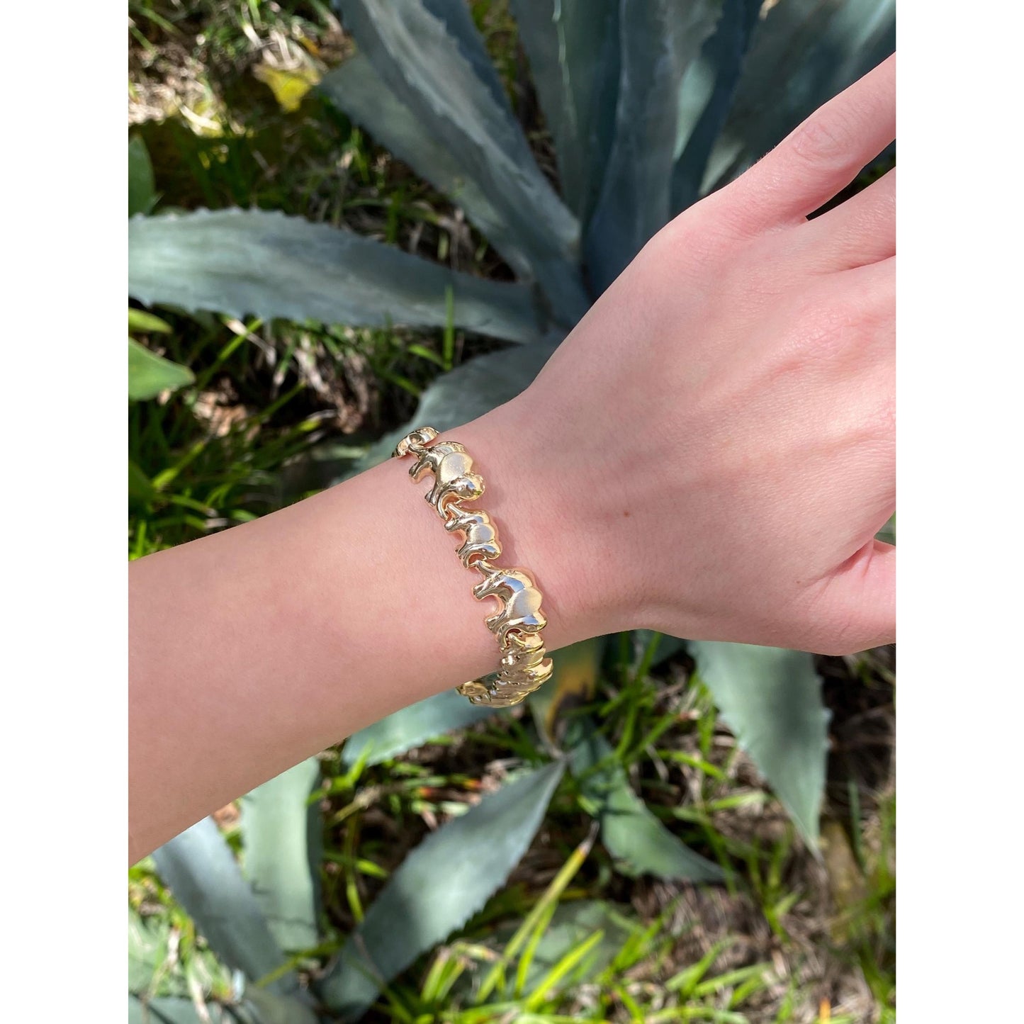 Vintage 14k Yellow Gold Elephant Link Bracelet - 8.5 inches