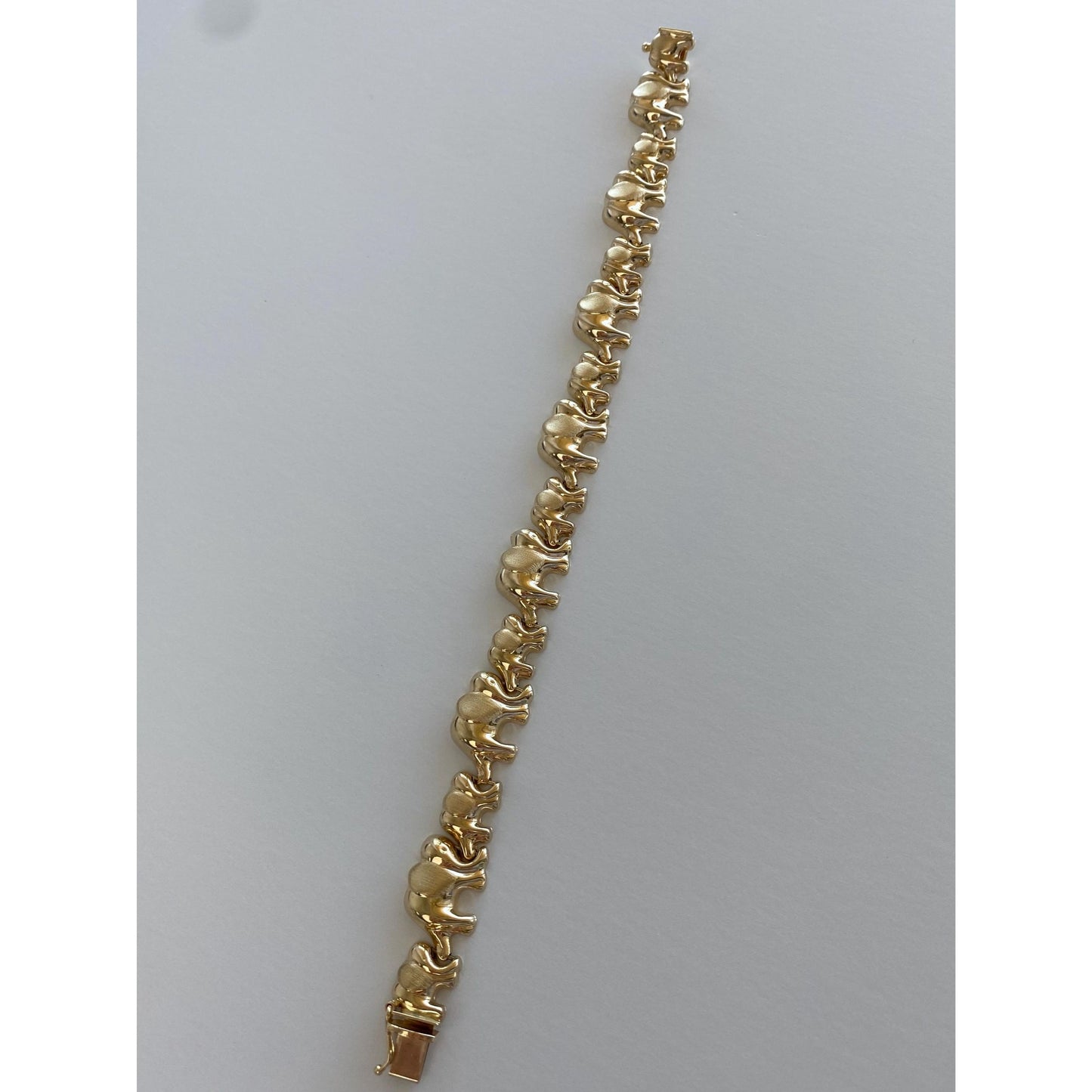 Vintage 14k Yellow Gold Elephant Link Bracelet - 8.5 inches