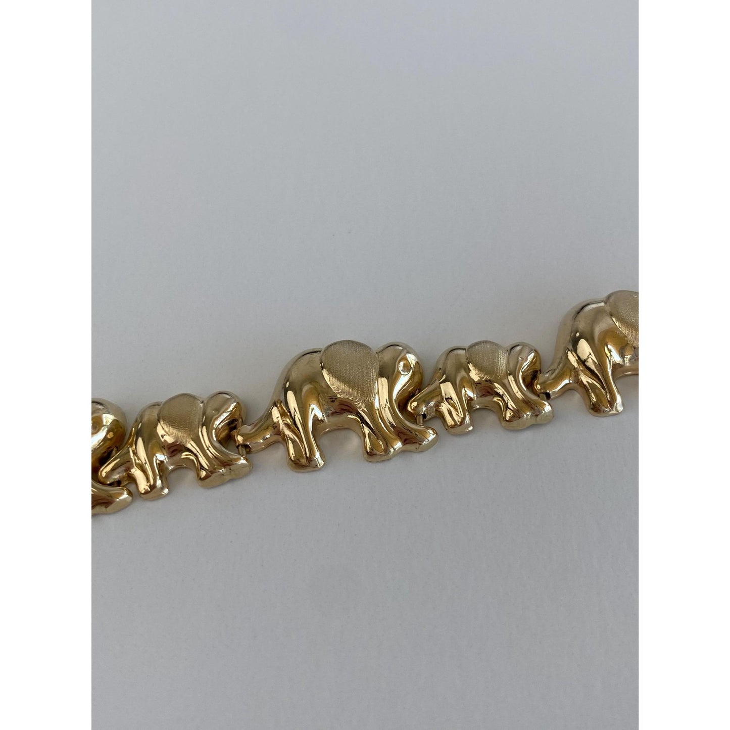 Vintage 14k Yellow Gold Elephant Link Bracelet - 8.5 inches
