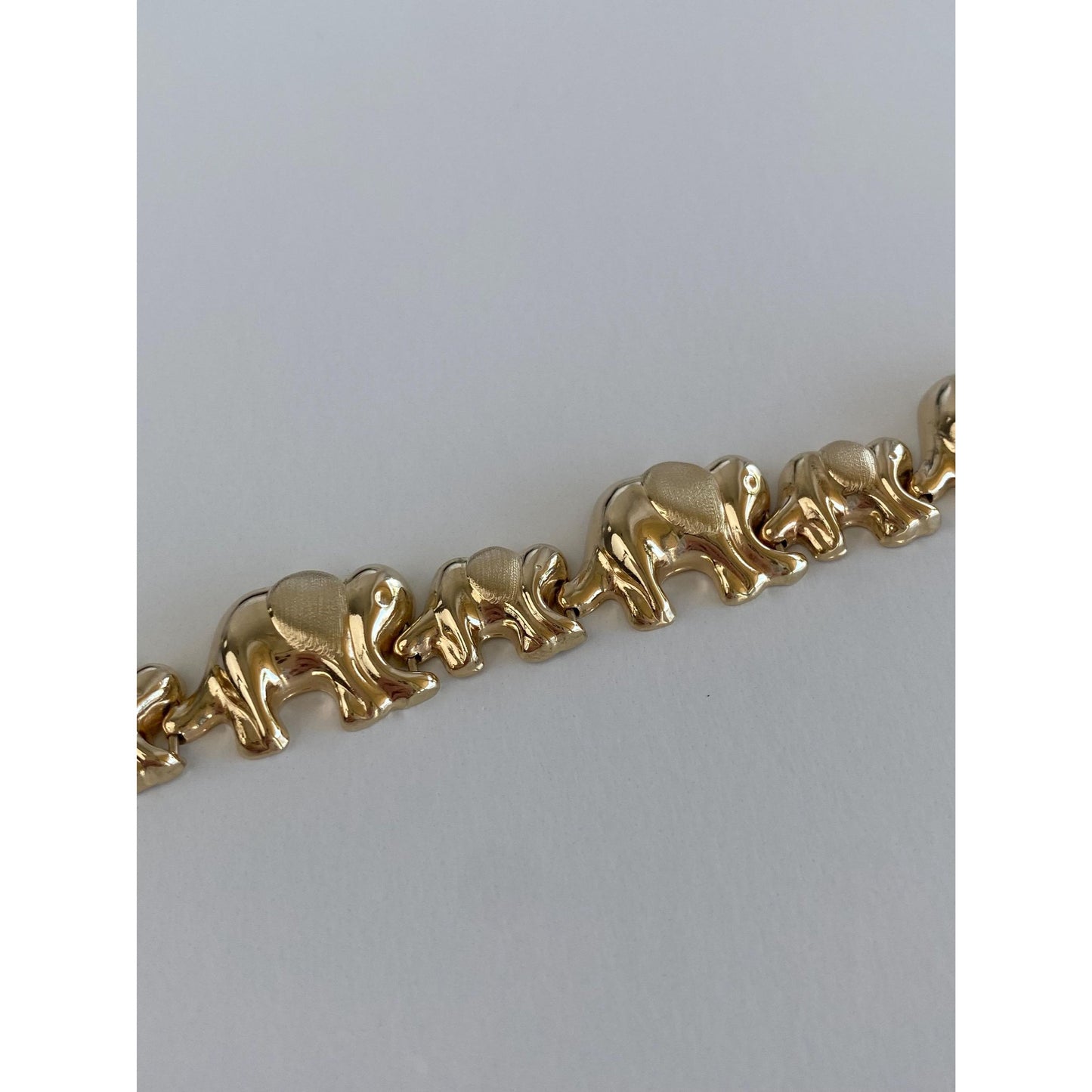Vintage 14k Yellow Gold Elephant Link Bracelet - 8.5 inches