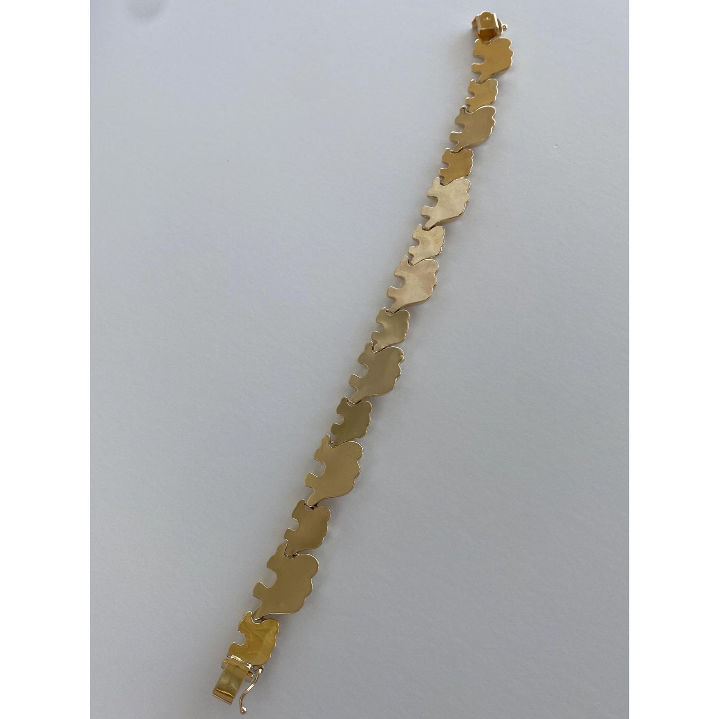 Vintage 14k Yellow Gold Elephant Link Bracelet - 8.5 inches