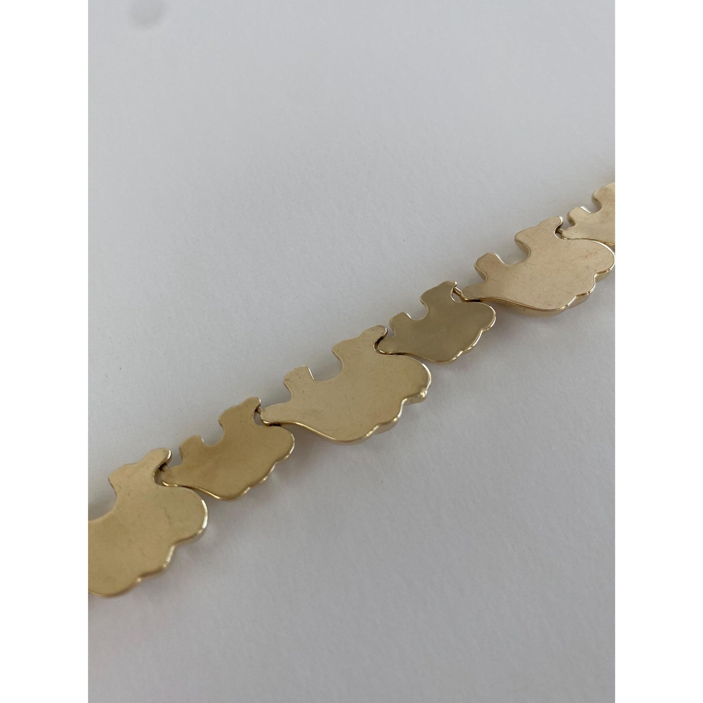 Vintage 14k Yellow Gold Elephant Link Bracelet - 8.5 inches