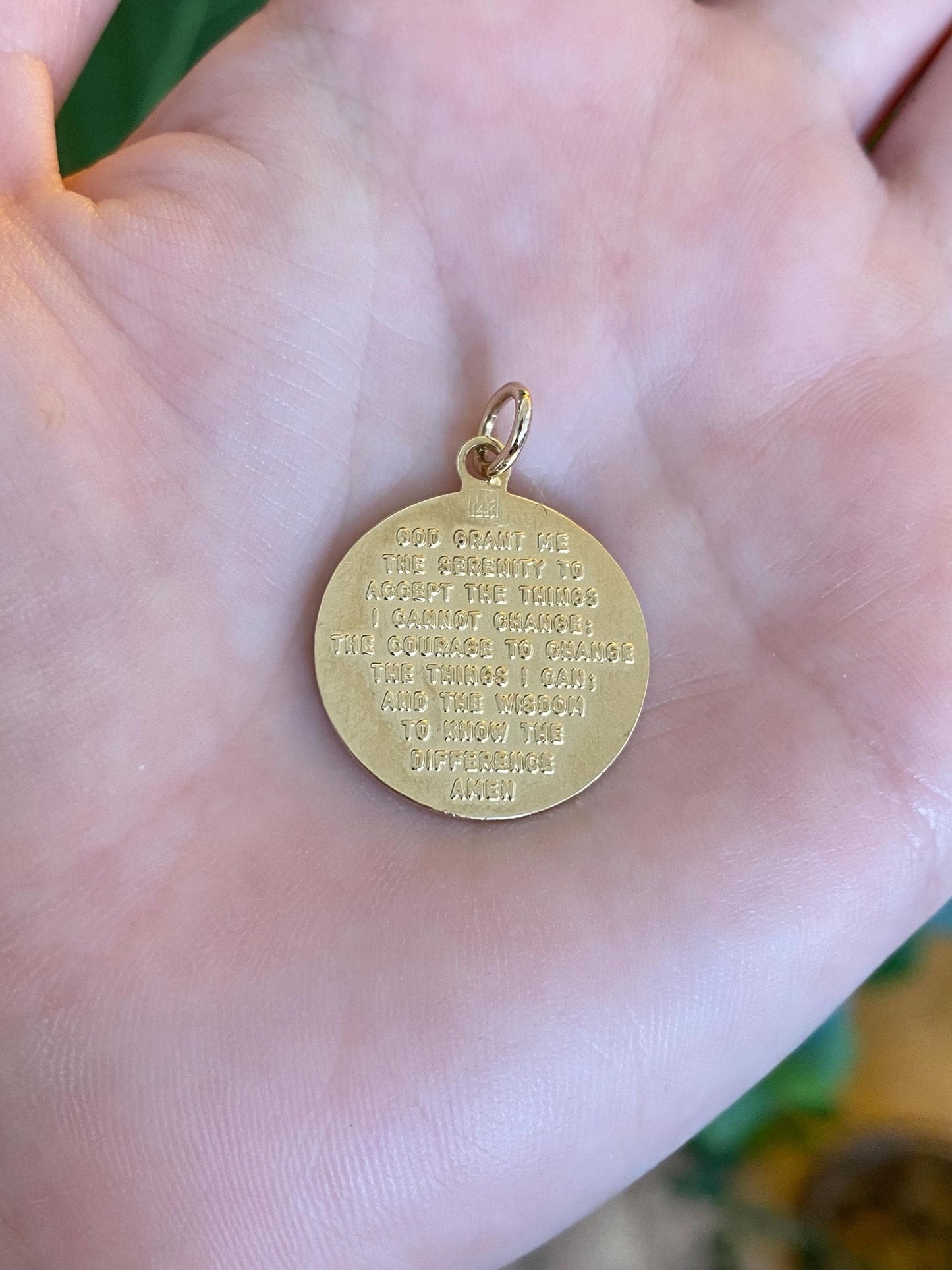 Vintage Solid 14k Serenity Prayer Praying Hands Charm