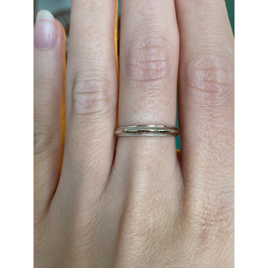 Vintage Solid 14k White Gold Faceted Disco Ring Band - Size 6.25-6.5