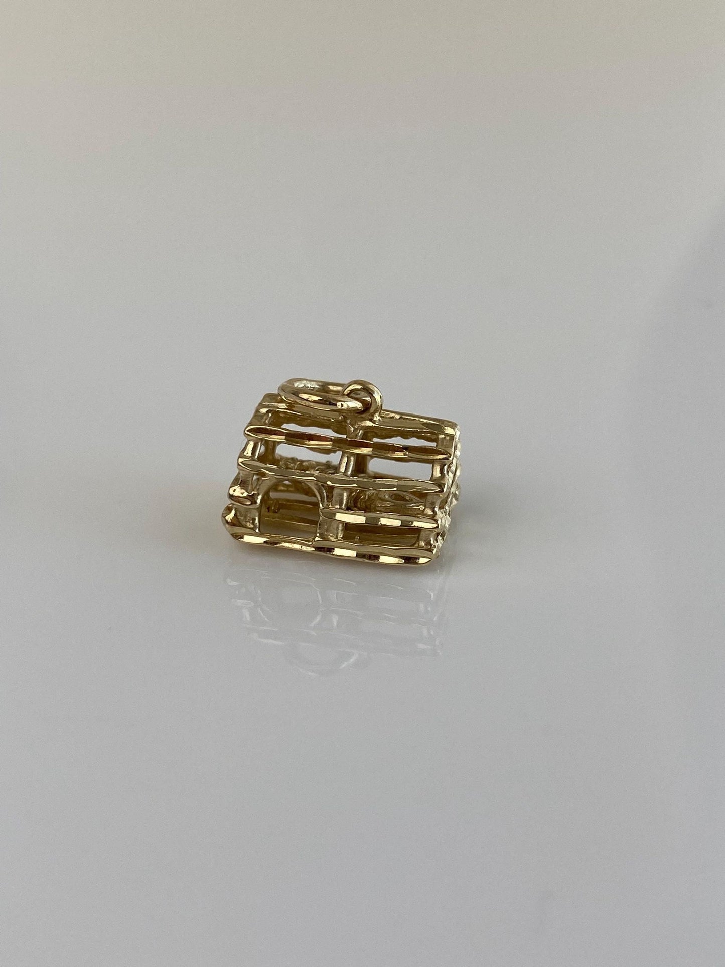 Vintage Solid 14k Yellow Gold Lobster Trap Charm