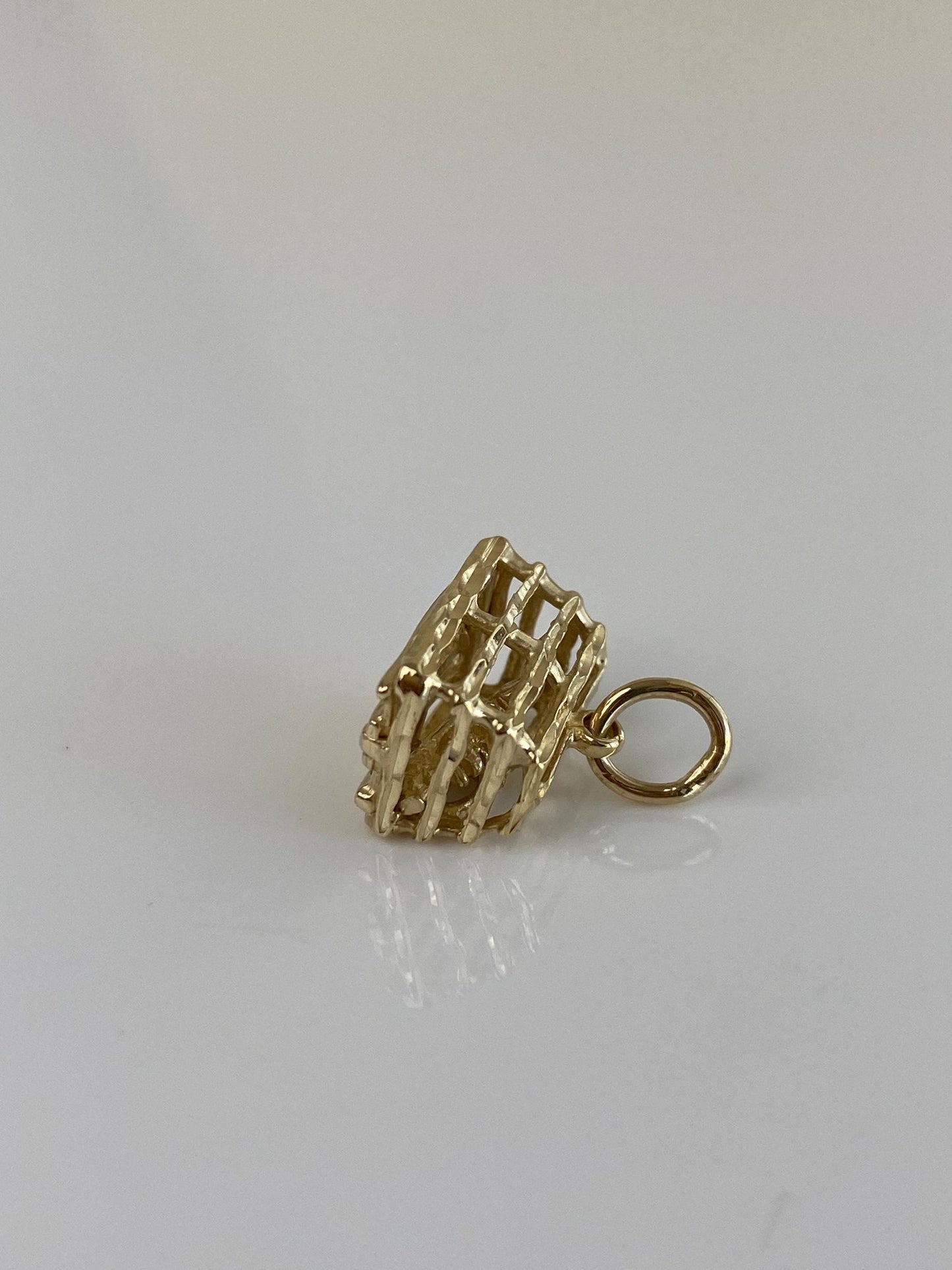 Vintage Solid 14k Yellow Gold Lobster Trap Charm