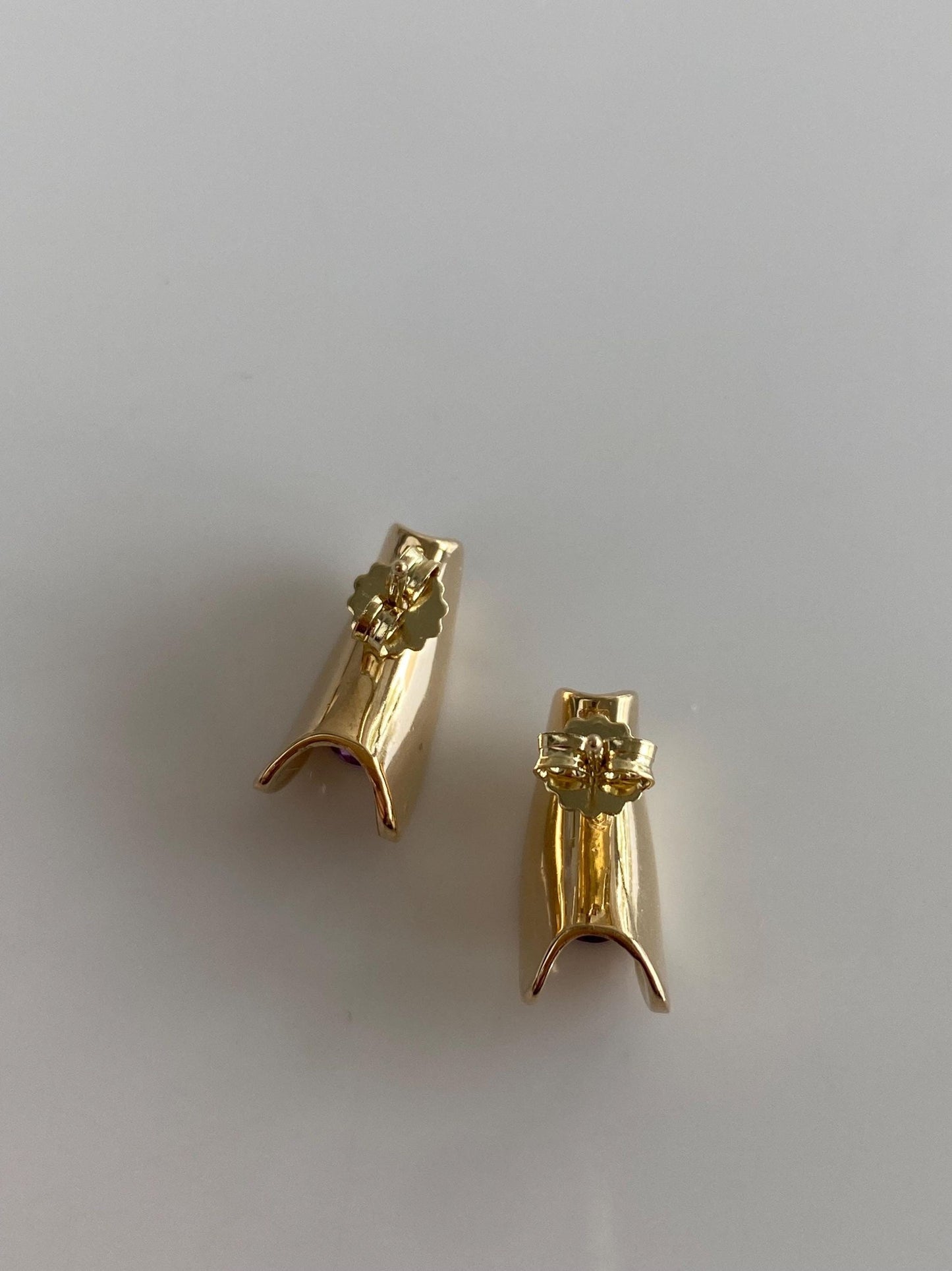 Solid 14k Yellow Gold Amethyst Drop Earrings