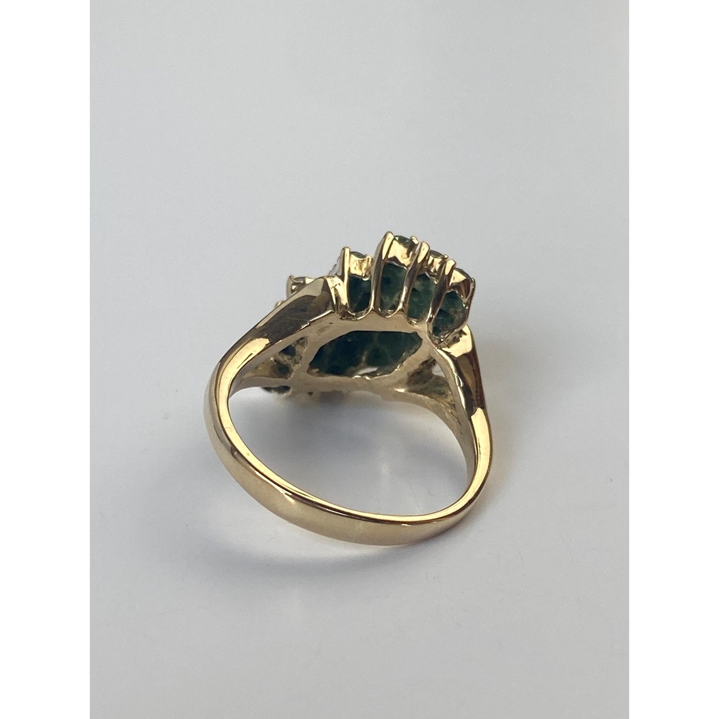 Vintage Solid 14k Yellow Gold Diamond Cluster Ring - Size 4.75