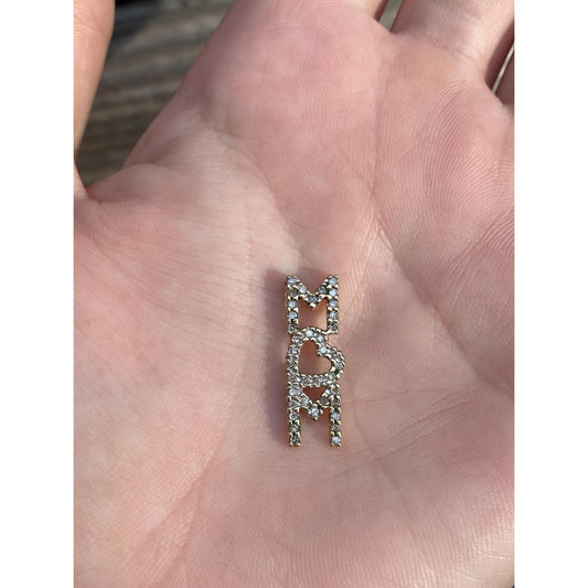 Solid 10k Yellow Gold 'Mom' Heart Charm