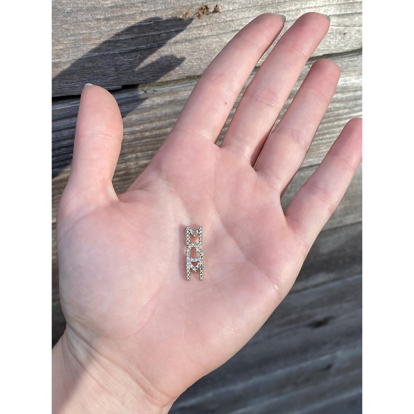 Solid 10k Yellow Gold 'Mom' Heart Charm