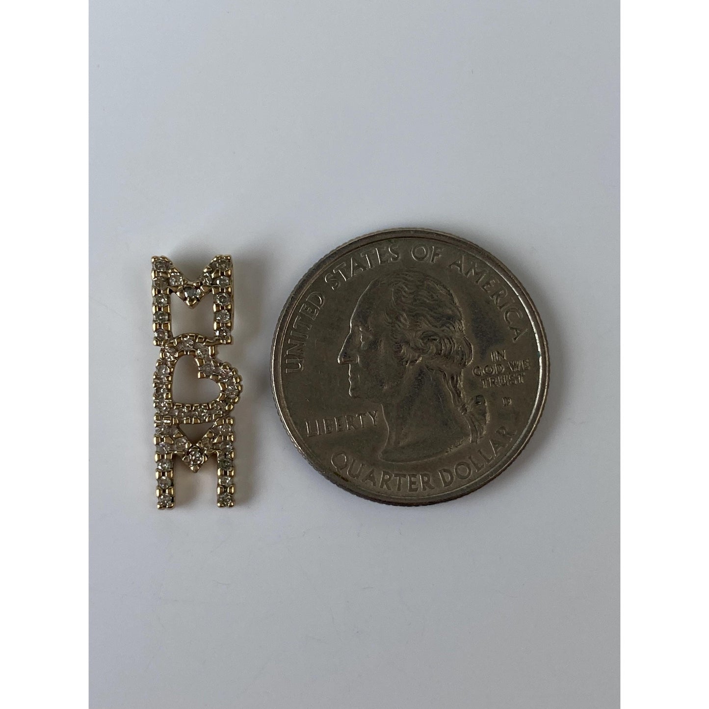 Solid 10k Yellow Gold 'Mom' Heart Charm