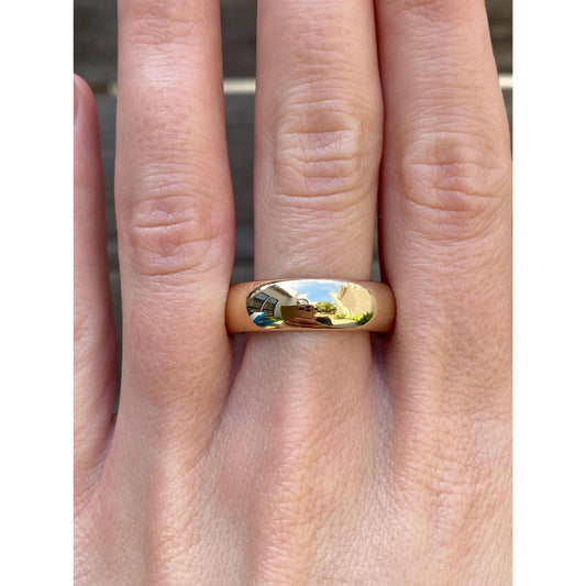 Vintage Solid 14k Yellow Gold Wide Ring Band - Size 12.75-13