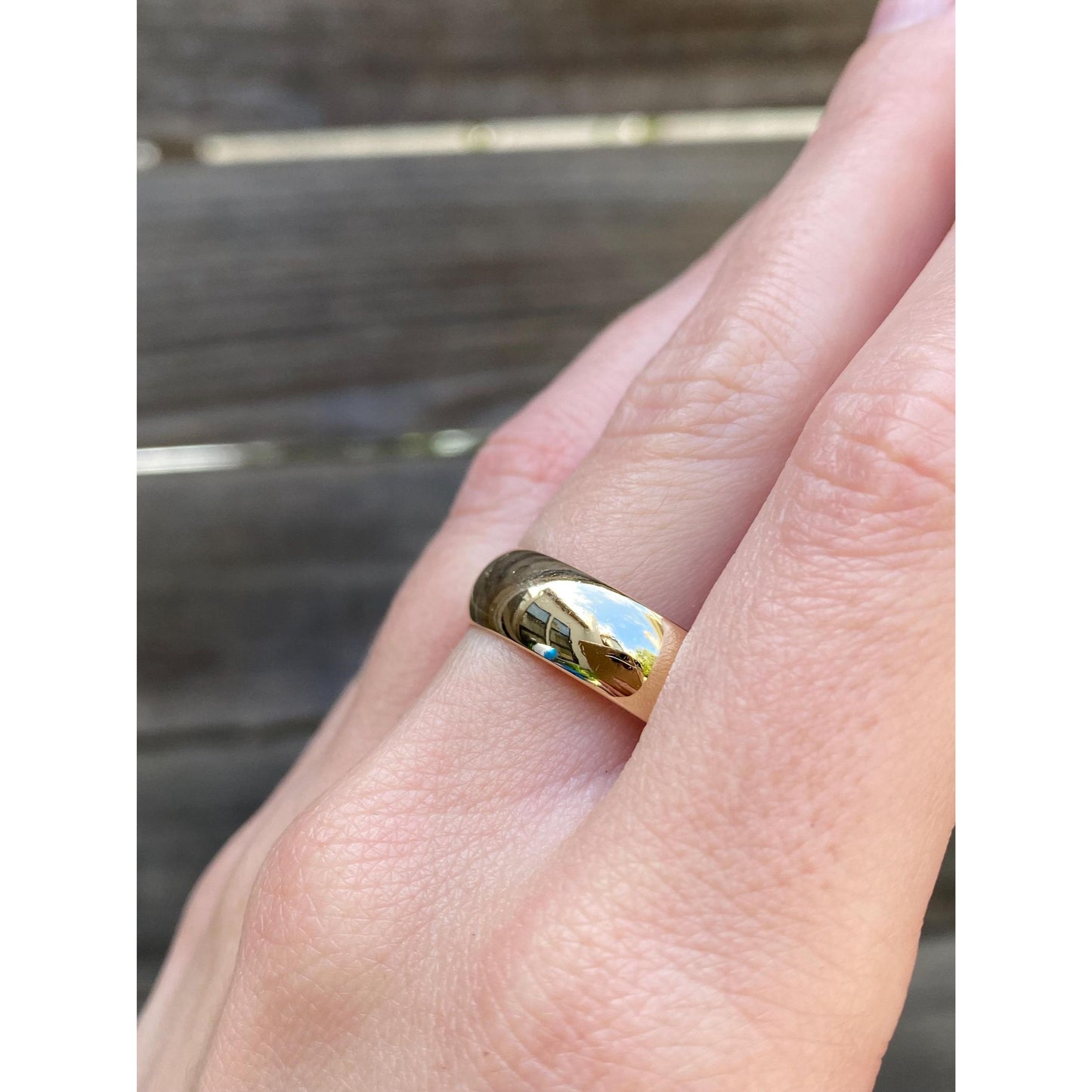 Vintage Solid 14k Yellow Gold Wide Ring Band - Size 12.75-13