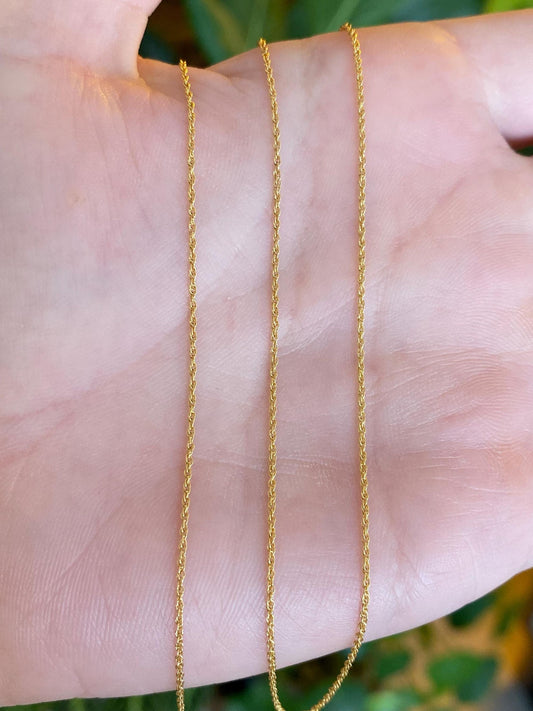 Vintage Solid 14k Yellow Gold Dainty Chain Necklace - 18 inches