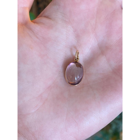 Solid 14k Yellow Gold Purple Quartz Cufflink Conversion Charm